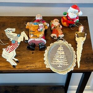 Vintage Christmas ornaments lot 6 - Santa horse bell 1990’s